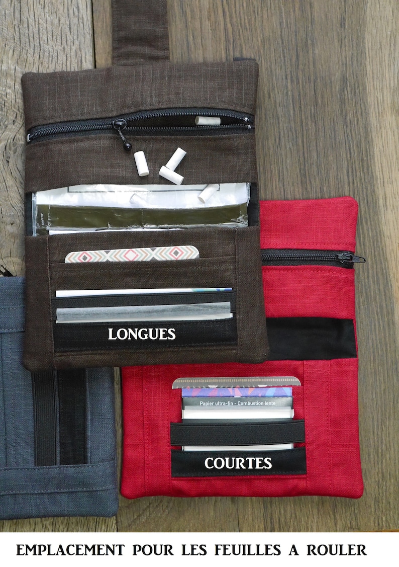Plain tobacco pouch linen & cotton color and closure of your choice image 3
