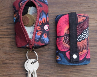 Porte clef cloche en tissu - avec mini porte monnaie zippé