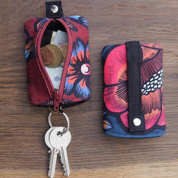 Porte clef cloche en tissu - avec mini porte monnaie zippé