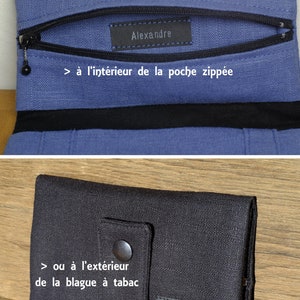 Plain tobacco pouch linen & cotton color and closure of your choice image 9