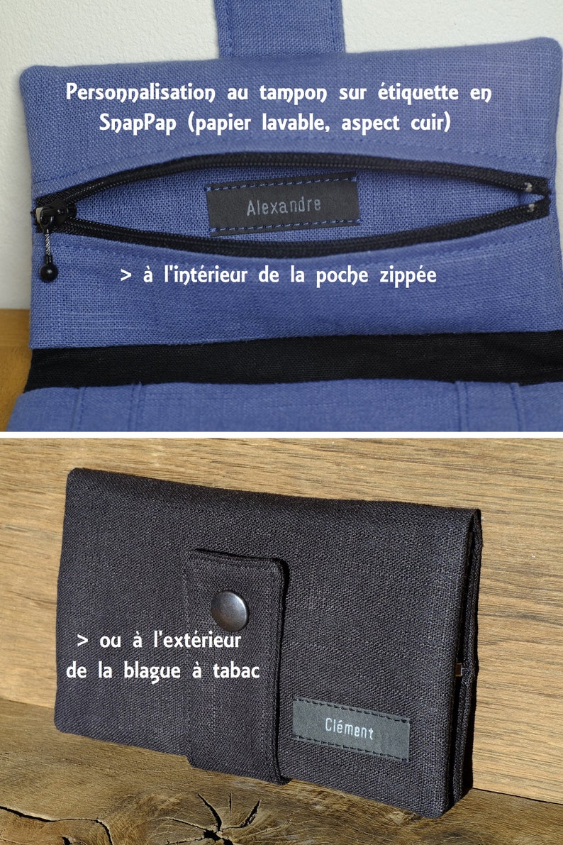 Plain tobacco pouch linen & cotton color and closure of your choice image 9