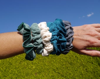 Double gauze scrunchie / linen and cotton / scrunchy / elastic for hair or wrist