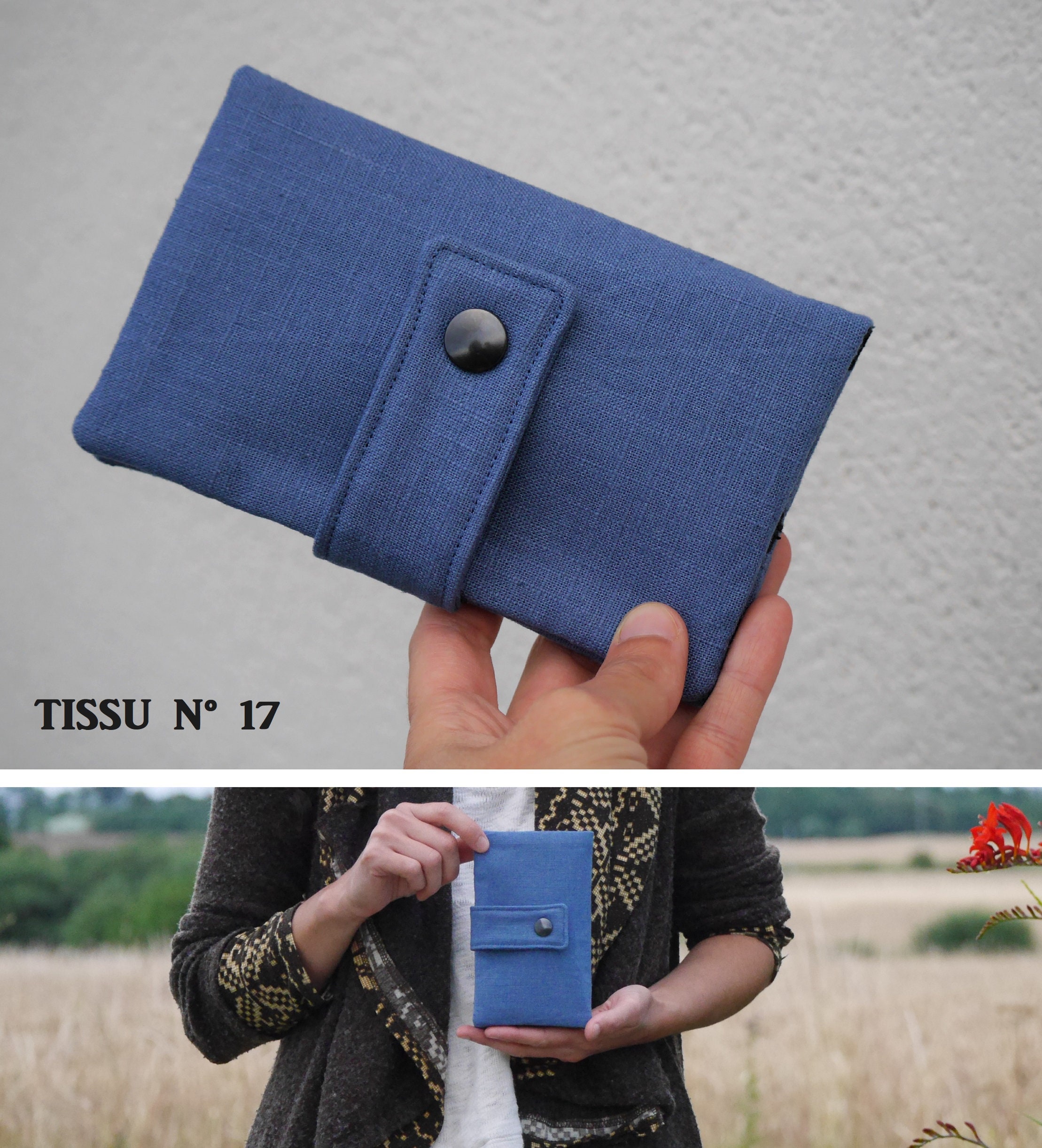Plain Tobacco Pouch - Linen & Cotton - Choice of Color and Closure