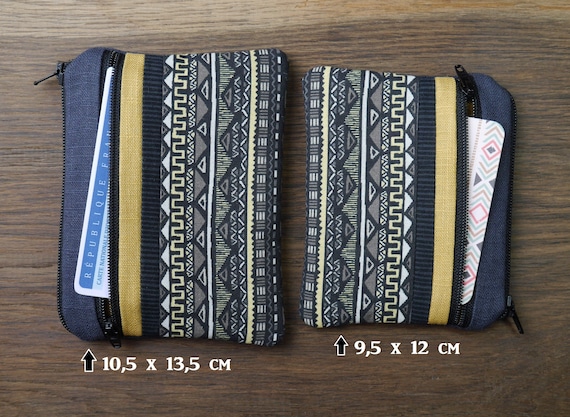 Two-zip Fabric Purse Card Holder / Wallet Small Zipped 