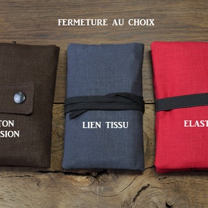 Blague à tabac unie lin & coton couleur et fermeture au choix image 4