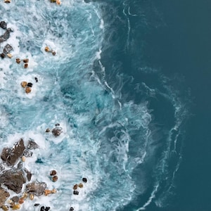 Art 3D de plage en résine et roche, oeuvre d'art originale