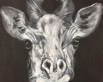 Giraffe Original Acrylic Painting on Wood