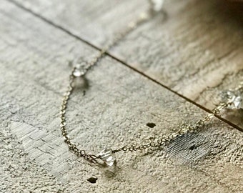 Herkimer Diamond Necklace, Raw Crystal Necklace, Herkimer Diamond, Layering Necklace, Gold Necklace, 14k Gold Filled, Dainty,