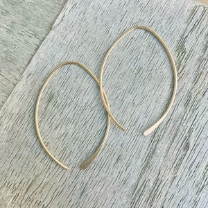 Threader Earrings, Small Gold Threader Hoops, Open Hoops, 14k Gold Filled, Dainty Hoops, Gift