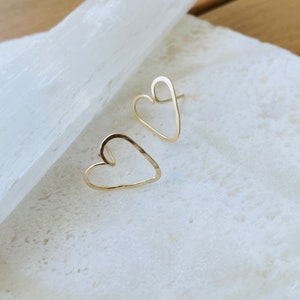 Heart Stud Earrings, Tiny heart earrings, Gold Heart Earrings, Gold Stud Earrings, Gold, Valentine&#39;s Day