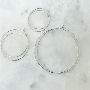 Silver Hoop Earrings, Hammered Hoops, Sterling Silver, Lightweight,Minimalist,Dainty Hoops, Thin Hoops