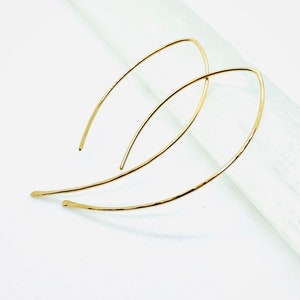 Gold Threader Earrings, Dainty Hoop Earrings, Arc Earrings, 14k Gold Filled, Gold, Minimalist Earrings