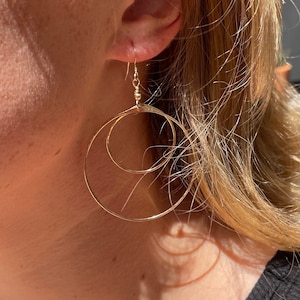 14k Gold Filled Double Hoop Earrings: Hammered Statement Jewelry