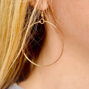 Hoop Earrings, Large Gold Hoops, Hammered Hoops, Gold Hoop Earrings, 14k Gold Filled,