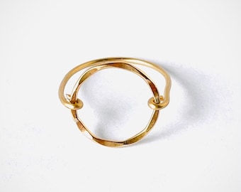 Open Circle Ring, 14k Gold Filled Circle Ring, Circle Ring, Hammered ring, 14k gold filled ring, Gift,