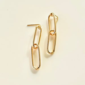 Paperclip Earrings, Chain Earrings, Gold Earrings, Long Link Earring, 14k Gold Filled, Minimalist Earring, Gift for Her