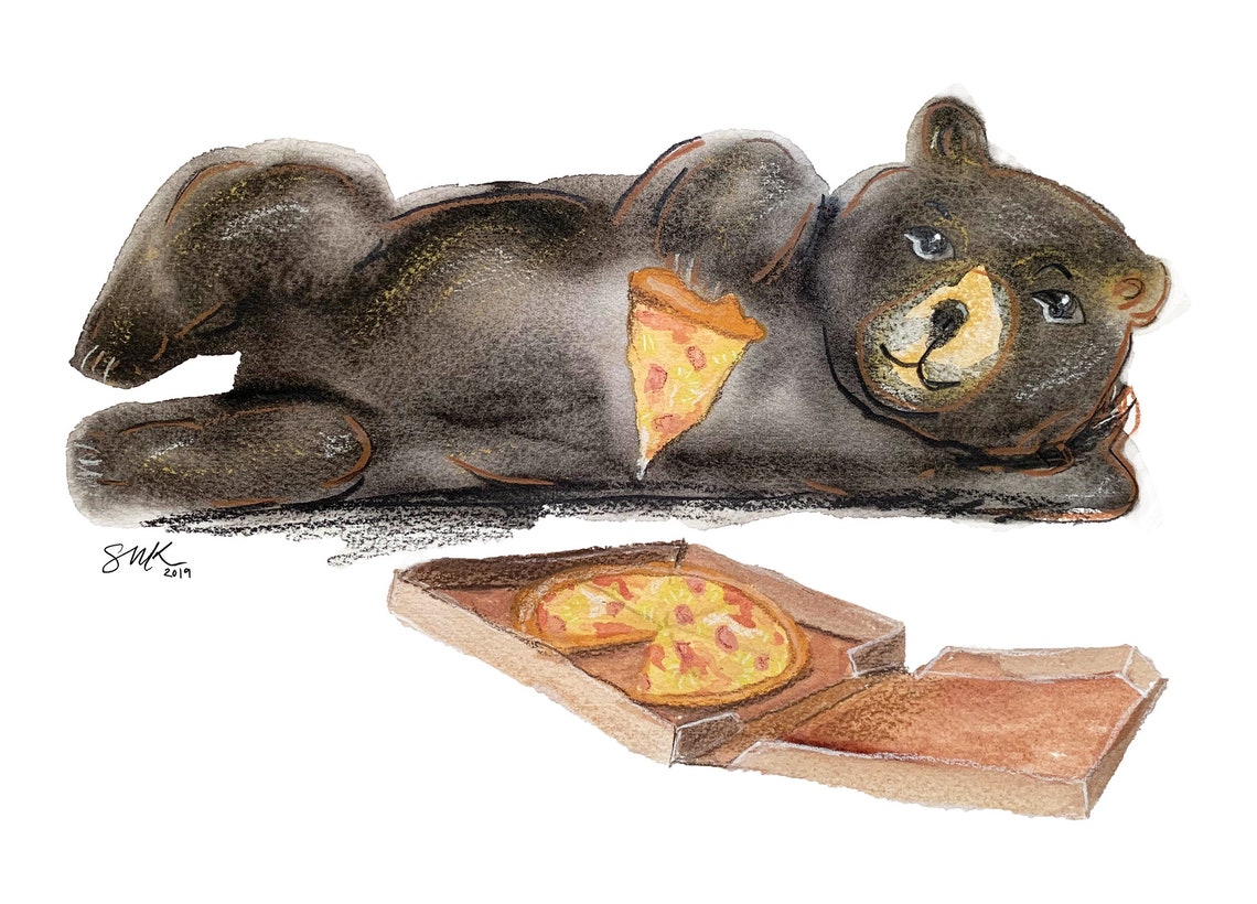 Pizza Bear Print Etsy