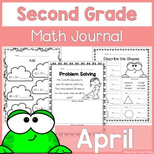 Second Grade April Math Journal Spring Math Worksheets No Prep 2nd Grade Math Packet Spiral Review Activities