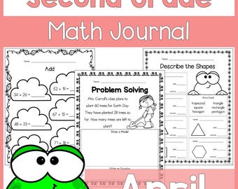 Zweite Klasse April Math Journal: Frühling Mathe Arbeitsblätter