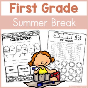 First Grade Summer Break Packet: ELA & Math (Printable Worksheets)