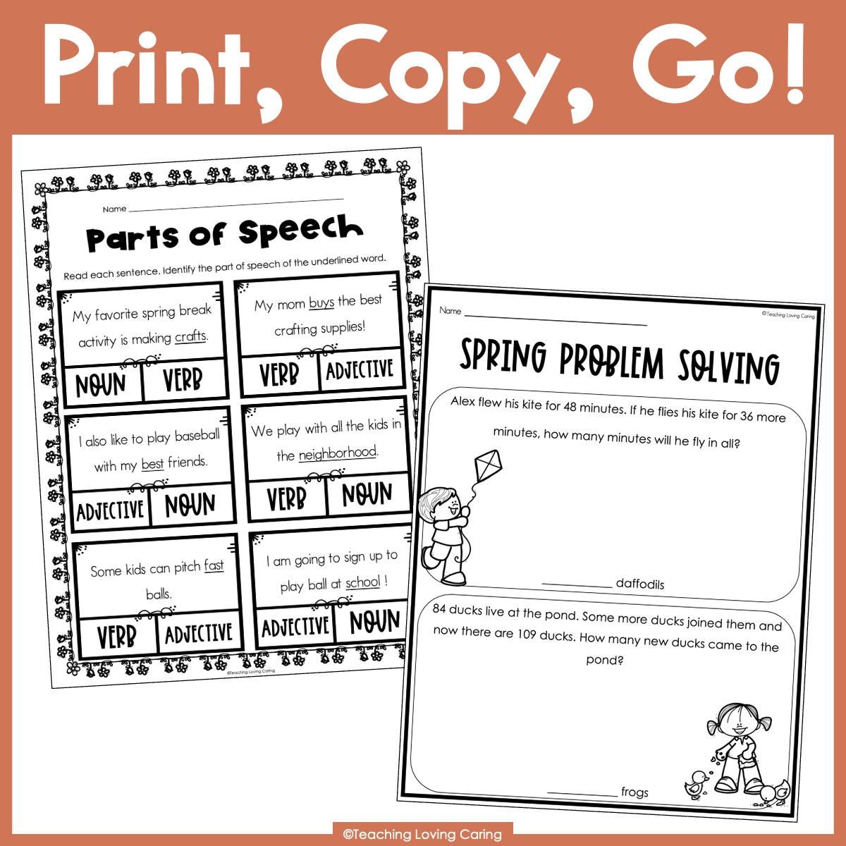 Third Grade Spring Break Packet Independent Spring Themed Worksheets - Etsy