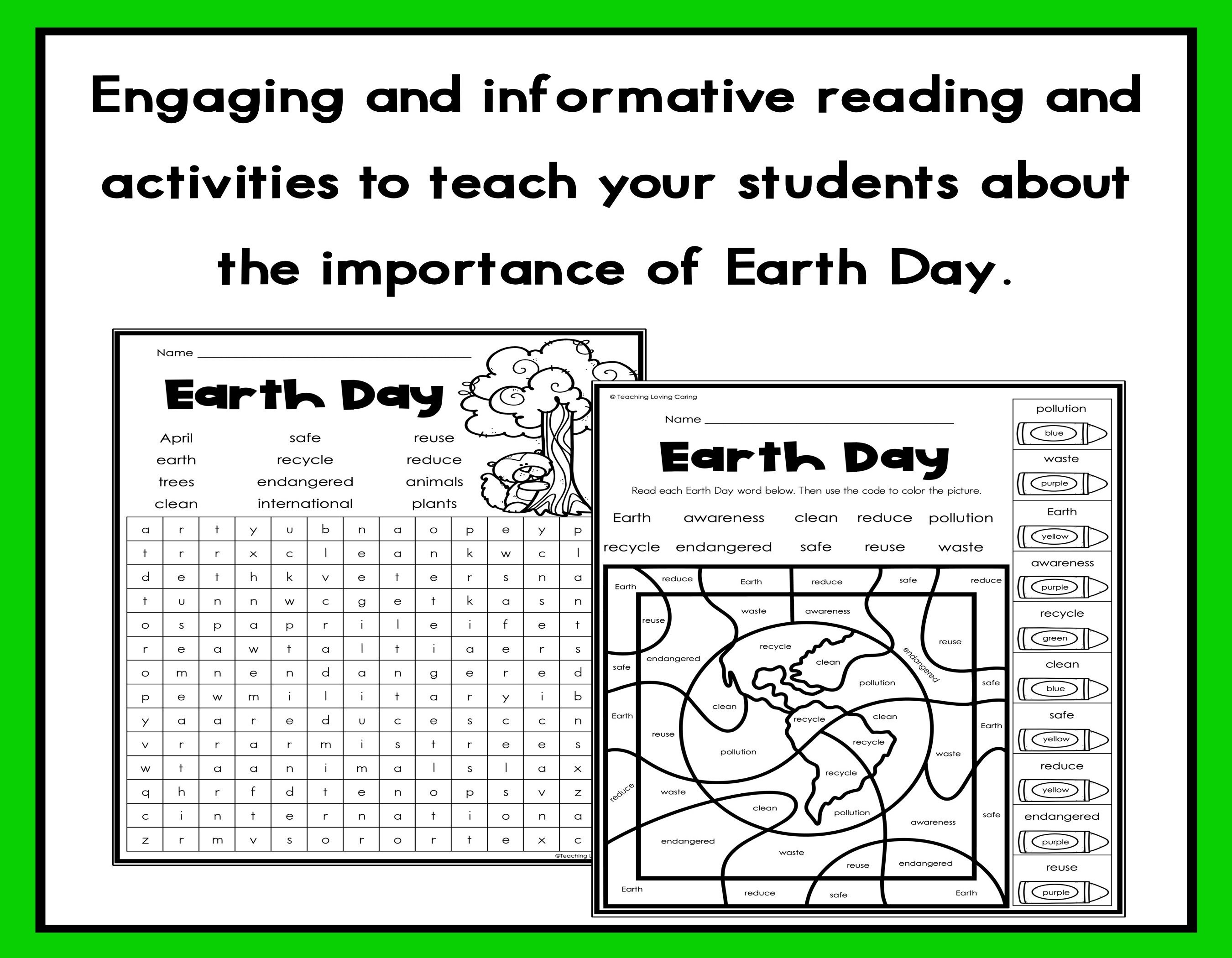 Earth Day Reading Comprehension Activities - Etsy