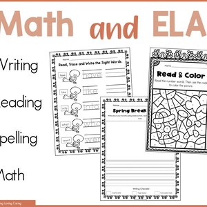 Kindergarten Spring Break Packet Independent Spring Themed Worksheets ...