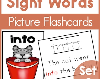 Sight Word Flashcards with Picture Cues | High-Frequency Word Practice | Tracing & Sentences Set 2