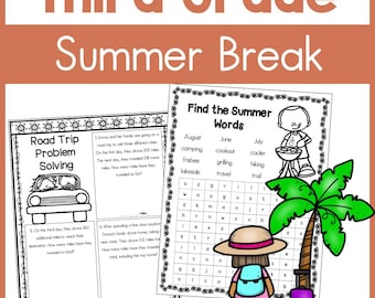 3rd Grade Summer Learning Packet, Printable Math and ELA Summer Review Worksheets