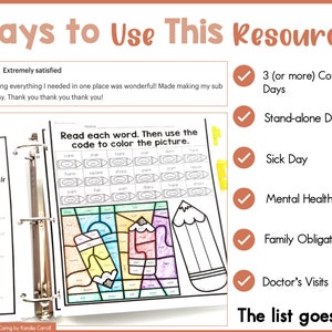 Third Grade Emergency Sub Plans: No-prep Back to School Binder - Etsy