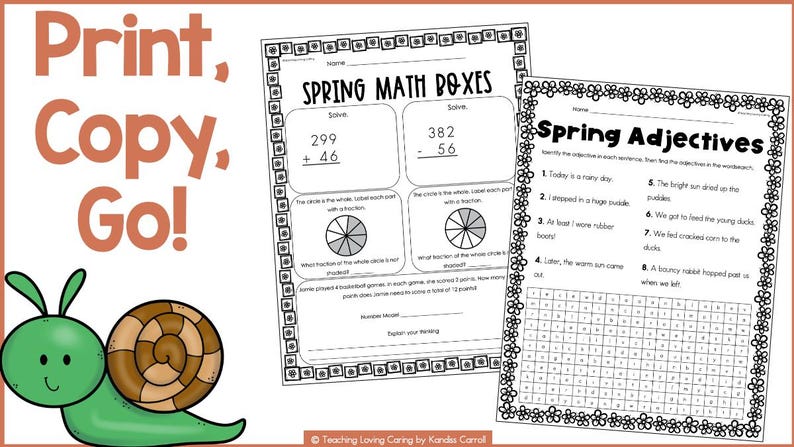 Third Grade Spring Break Packet Independent Spring Themed Worksheets - Etsy