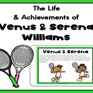 Women&#39;s History Reading Comprehension Venus and Serena Williams