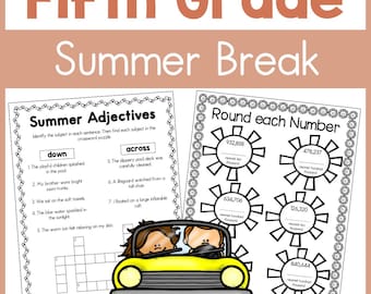 Fifth Grade Summer Break Packet | No Prep Printable Worksheets for Early Finishers & Independent Work | ELA and Math Activities