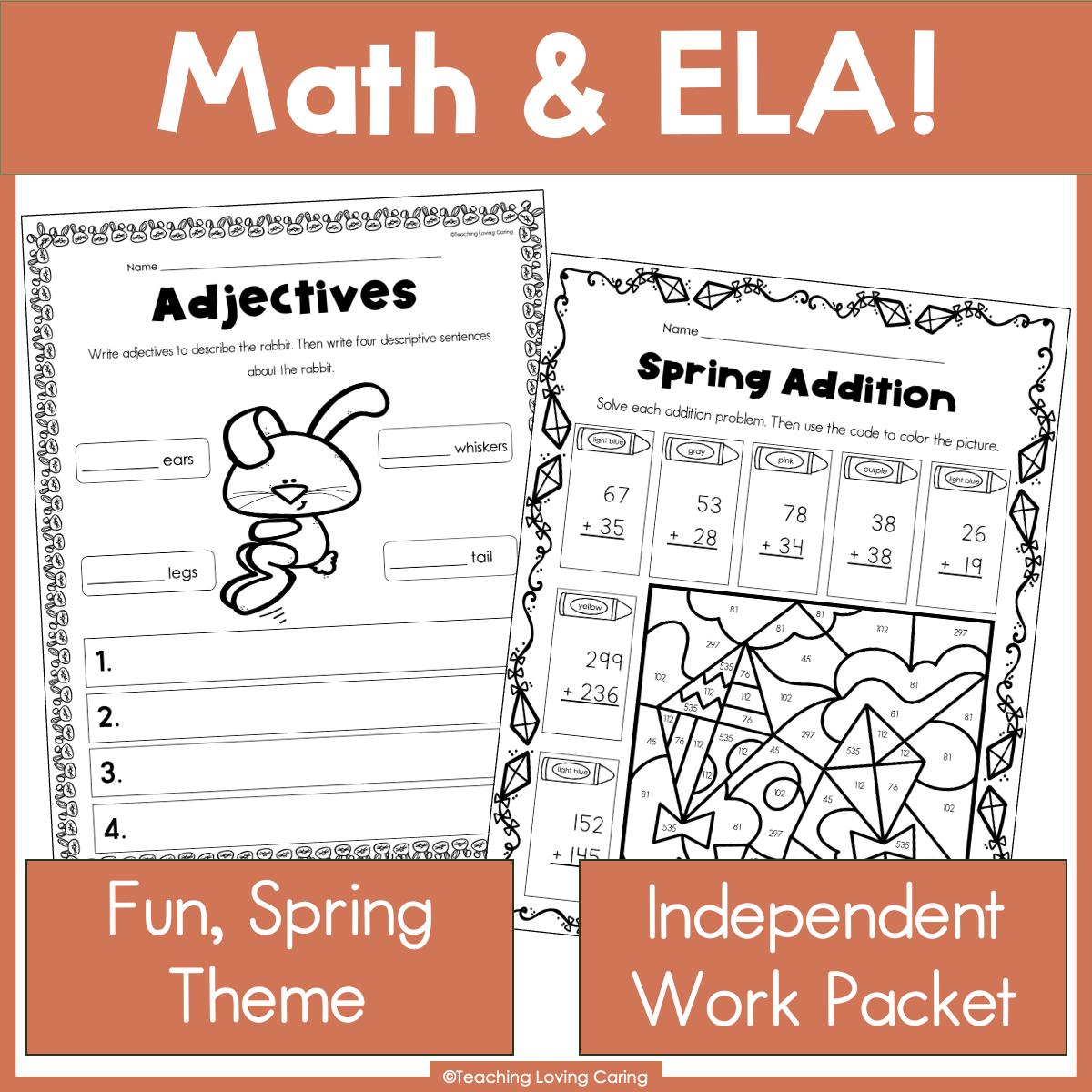 Third Grade Spring Break Packet Independent Spring Themed Worksheets - Etsy
