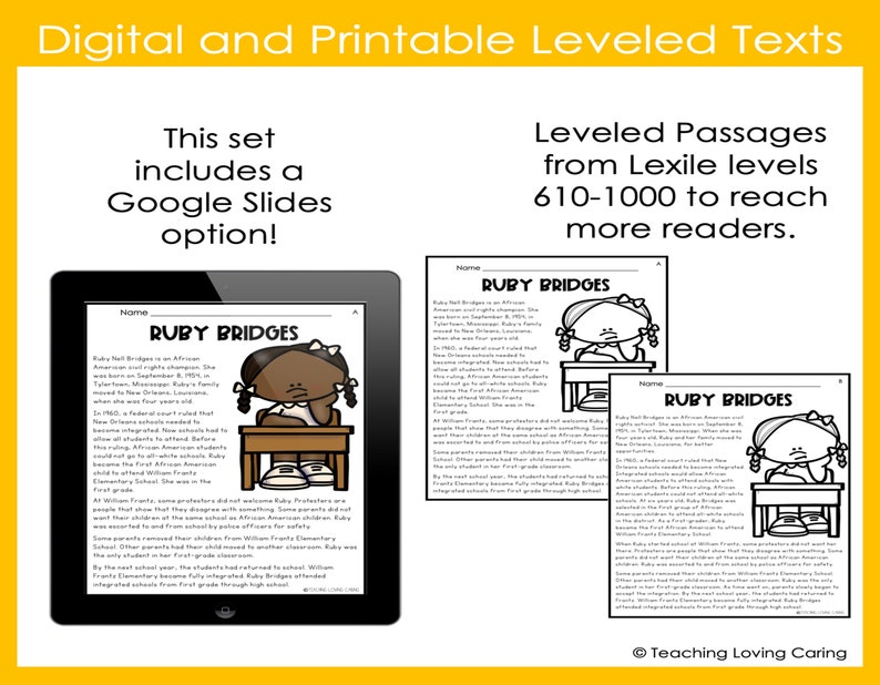 Ruby Bridges Reading Comprehension: Biography Research Project ...