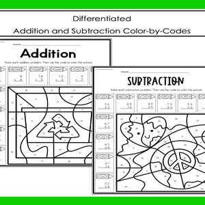 Earth Day Differentiated Addition and Subtraction Math Activities - Etsy