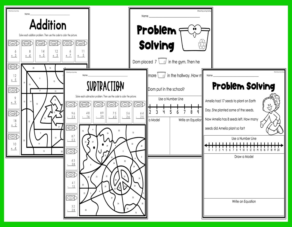 Earth Day Differentiated Addition and Subtraction Math Activities - Etsy