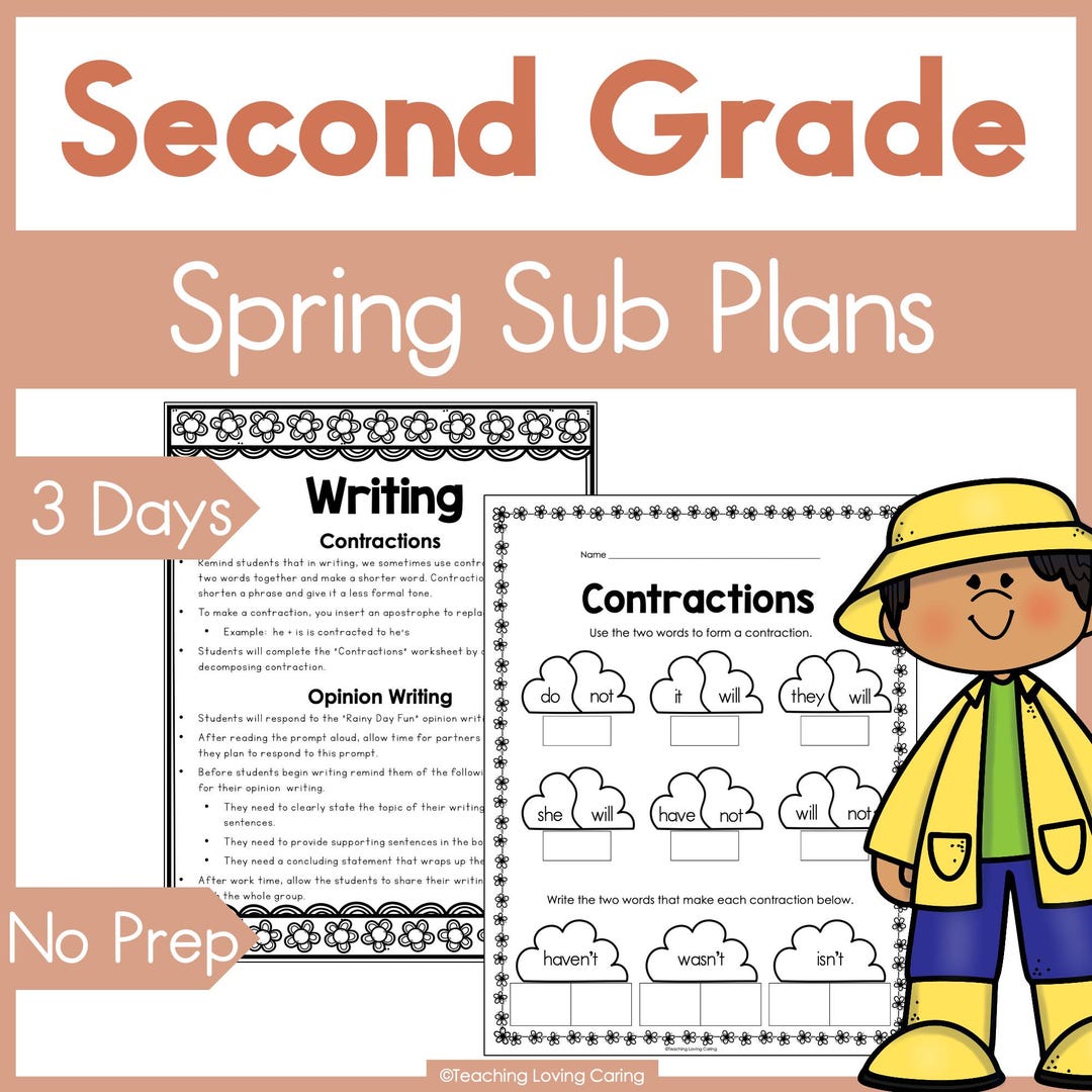 Second Grade Spring Sub Plans: 3-day No Prep Lesson Plans - Etsy
