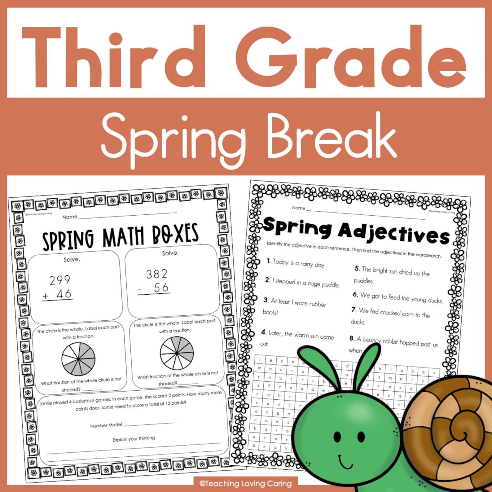 Third Grade Spring Break Packet Independent Spring Themed Worksheets - Etsy