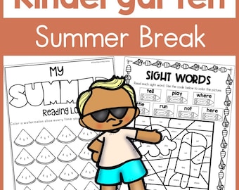 Kindergarten Summer Break Packet | No Prep Printable Worksheets for Early Finishers & Independent Work | ELA and Math Activities