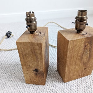 pair bedside lamps, Bedside table light, table lamps,oak rustic lamps, handmade, vintage table lamps, oak block table lamp,desk light,rustic