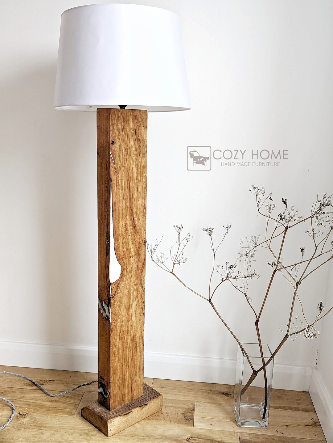 Rustic Floor Stand Lamp, Solid Oak Lamp, Vintage Rustic Style SOLD ...