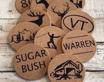 Warren Vermont Coasters, Warren Vermont Gift Idea, Ski Resort Gifts, Ski House Decor, Warren VT, Sugar Bush VT