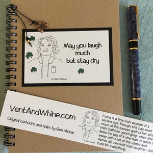 Funny Irish Humor 5x7 Notebook with Shamrock charm and bookmark for Irish women for funny friends image 1