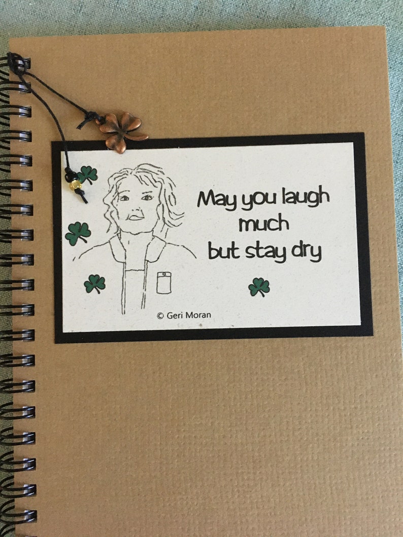 Funny Irish Humor 5x7 Notebook with Shamrock charm and bookmark for Irish women for funny friends image 3