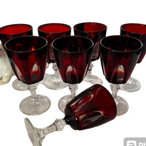 Vintage robijnrode wijnbekers - Cristal D'Arques Rublix - Set van 6