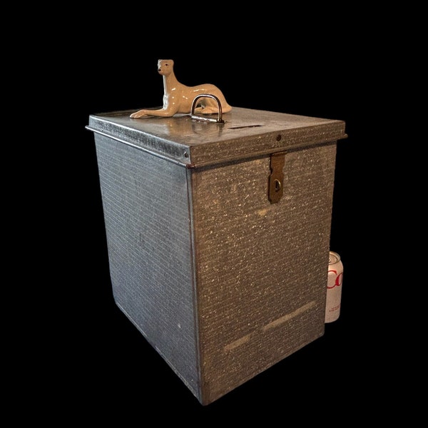 vintage, urnes zinguée, grande boîte à suggestions en métal, 12 x 13 x 15 po.