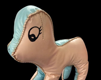 Mid Century, VINYL STUFFED ANIMAL, Pink and Blue, 1960's Stuffed Toy