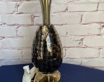 1950er Jahre Atomic Tischlampe: Black & Gold Keramik, Messingakzente