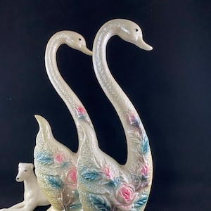 Pair of MID CENTURY SWAN Figures, Pair of Chalkware Swans,